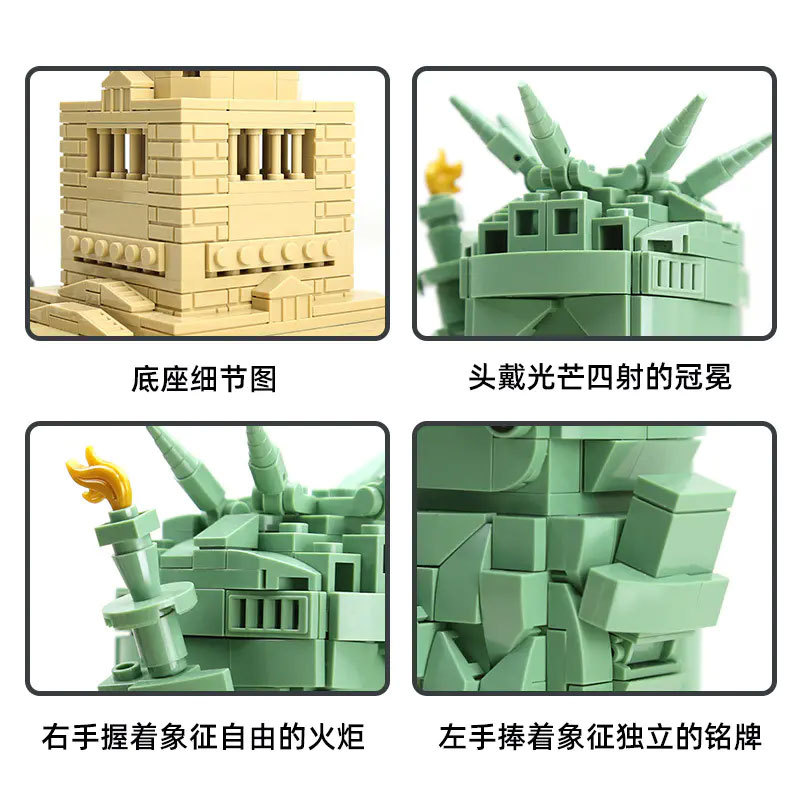 WANGE 3210 Creator Expert Statue of Liberty-New York America Building Blocks 414pcs Bricks Toys From China.