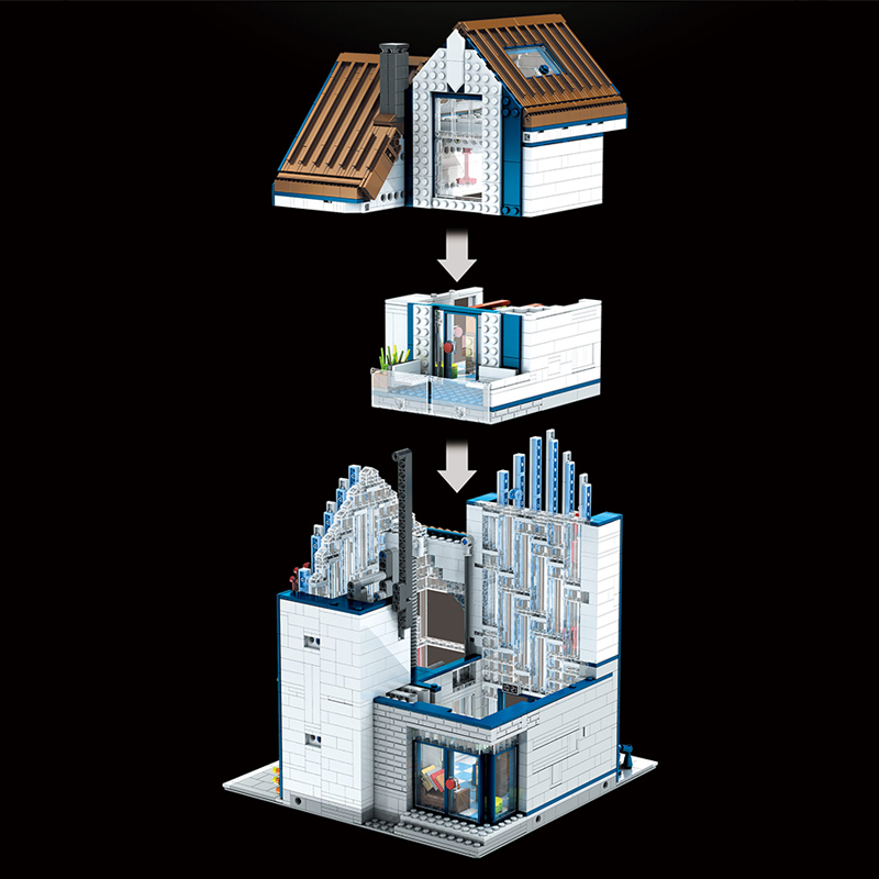 【With Motor】Mouding King 16022 Modular Buildings Modern Library Building Blocks 2788±pcs Bricks Model From China