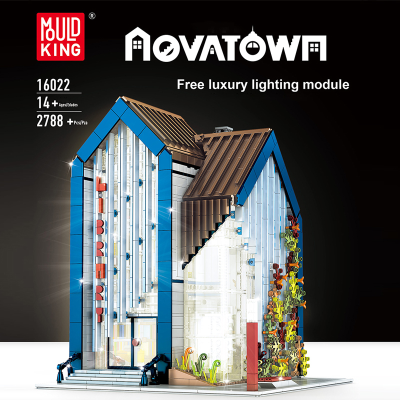 【With Motor】Mouding King 16022 Modular Buildings Modern Library Building Blocks 2788±pcs Bricks Model From China