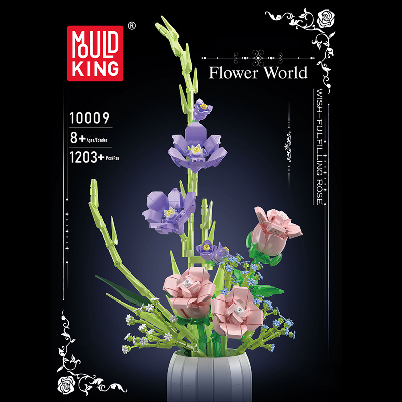 Mouldking 10009 Botanical Collection Flower World：Wish-fulling Rose Building Blocks 1203±pcs Bricks Model From China