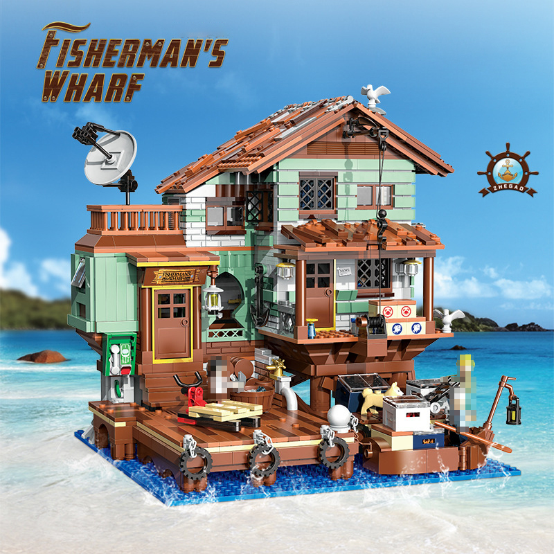 【MIni Micro Bricks】ZHEGAO 00421 Fishman's Wharf Creator Expert Building Blocks 2046±pcs Bricks Model From China