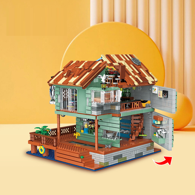 【MIni Micro Bricks】ZHEGAO 00423 Harbour Restaurant Creator Expert Building Blocks 2093±pcs Bricks Model From China