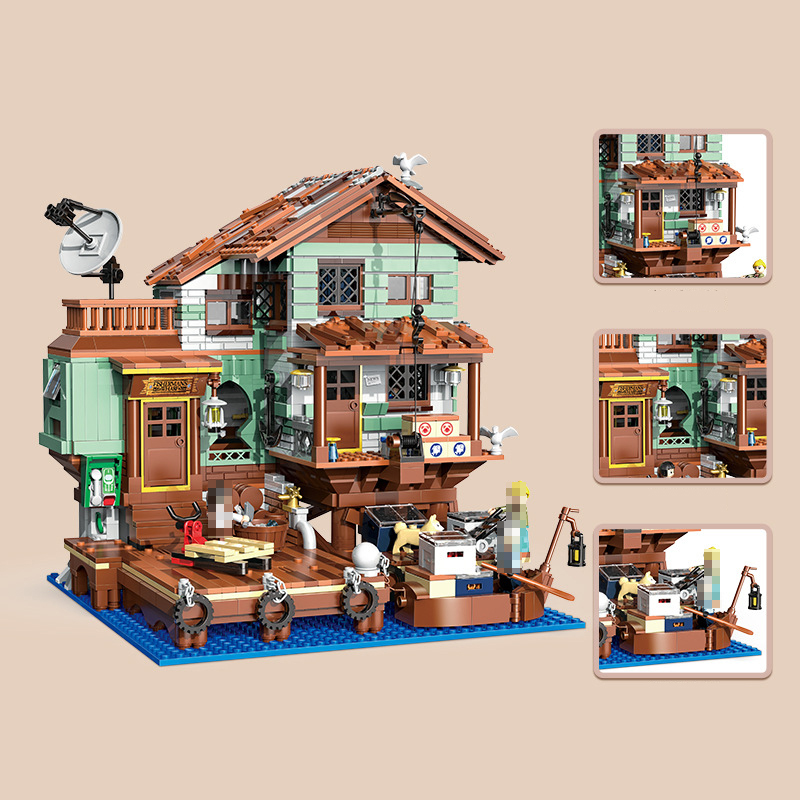 【MIni Micro Bricks】ZHEGAO 00421 Fishman's Wharf Creator Expert Building Blocks 2046±pcs Bricks Model From China