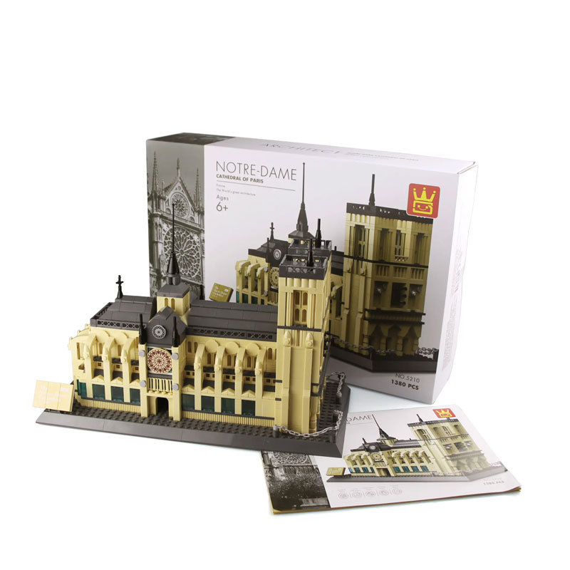 Wange 5210 Creator Expert Series Architecture Cathédrale Notre Dame de Paris Building Blocks 1380pcs Bricks Toys Model From China