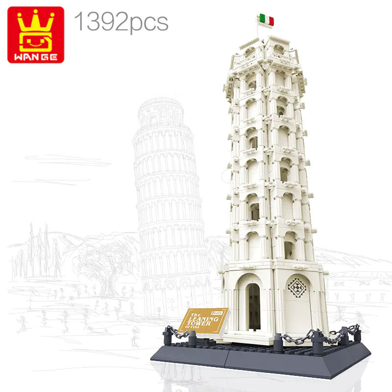 Wange 5214 Creator Expert Architecture The Leaning Tower of Pisa,Italy Modular Building Blocks 1392pcs Bricks Toys From China