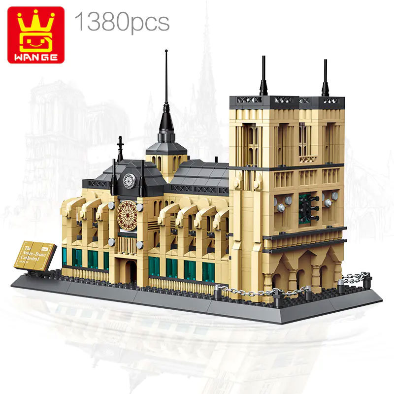 Wange 5210 Creator Expert Series Architecture Cathédrale Notre Dame de Paris Building Blocks 1380pcs Bricks Toys Model From China