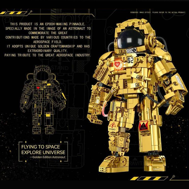 ZHEGAO GZ6256 Golden Space Astronaut Building Blocks 990±pcs Bricks Toys Model From China