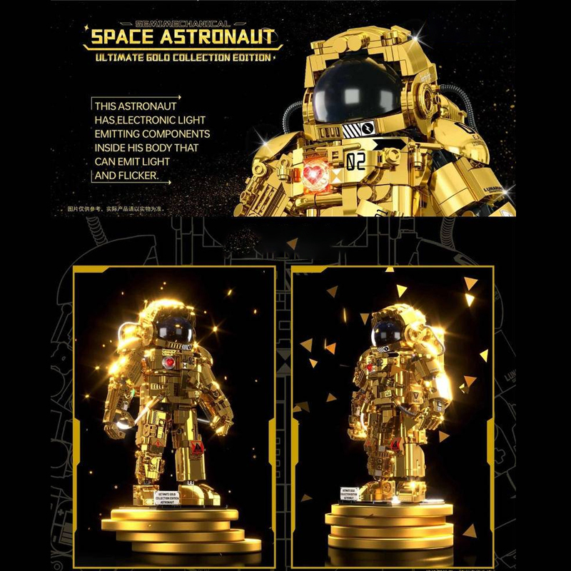 ZHEGAO GZ6256 Golden Space Astronaut Building Blocks 990±pcs Bricks Toys Model From China