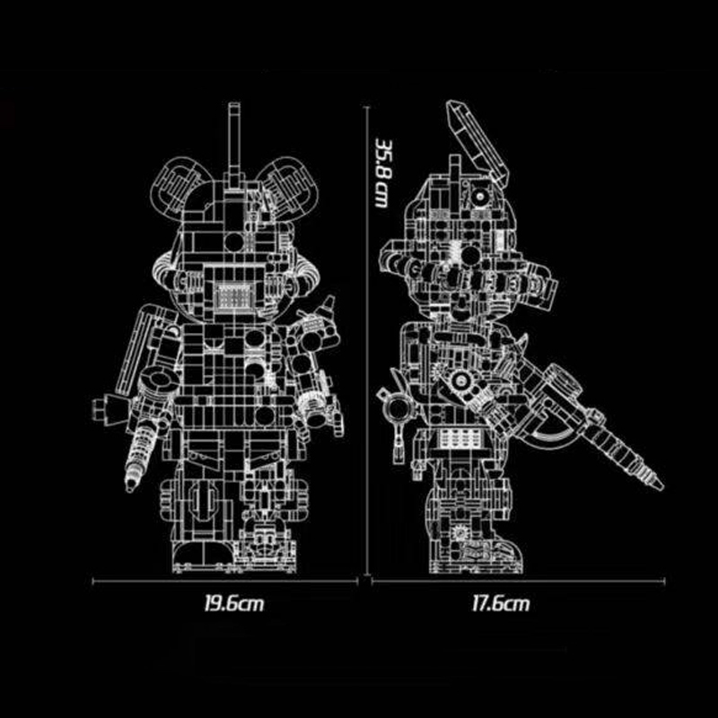 WANGAO 188010 GUNDAM ZAKU II Semi-Mechanical Bear Brick