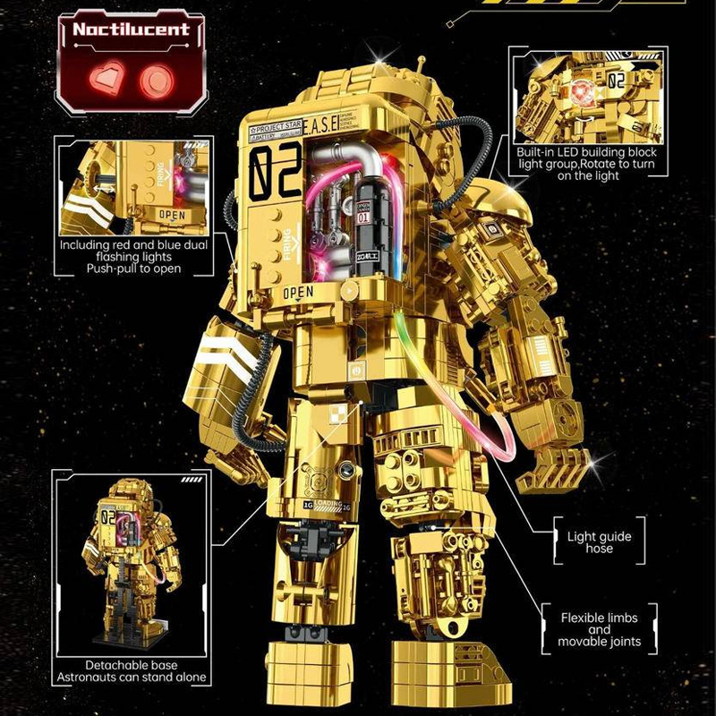 ZHEGAO GZ6256 Golden Space Astronaut Building Blocks 990±pcs Bricks Toys Model From China