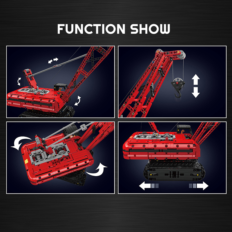 【With Motor】Mould King 15070 Red Crawler Crane Creator Expert Buliding Blocks 1292±pcs Bricks Toys Model Form China