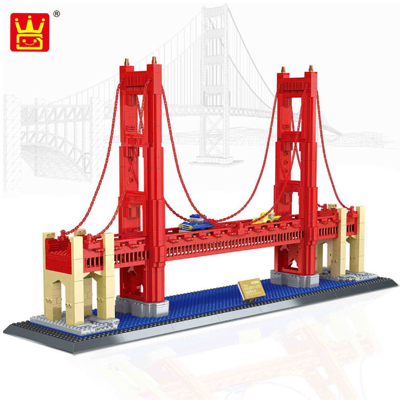 Wange 6210 Creator Expert Architecture Golden Gate Bridge-San Francisco America Modular Building Blocks 1977pcs Bricks Toys From China