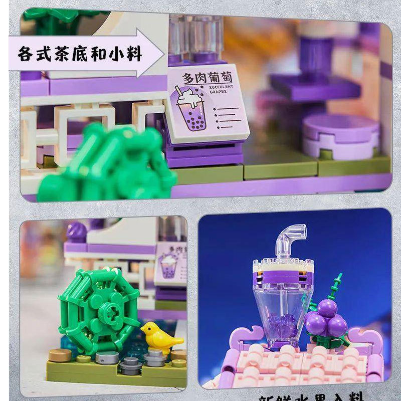 Pantasy 56007 Food Street Series Classical Grape Juice Shop Building Blocks 337±pcs Bricks Toys Model From China