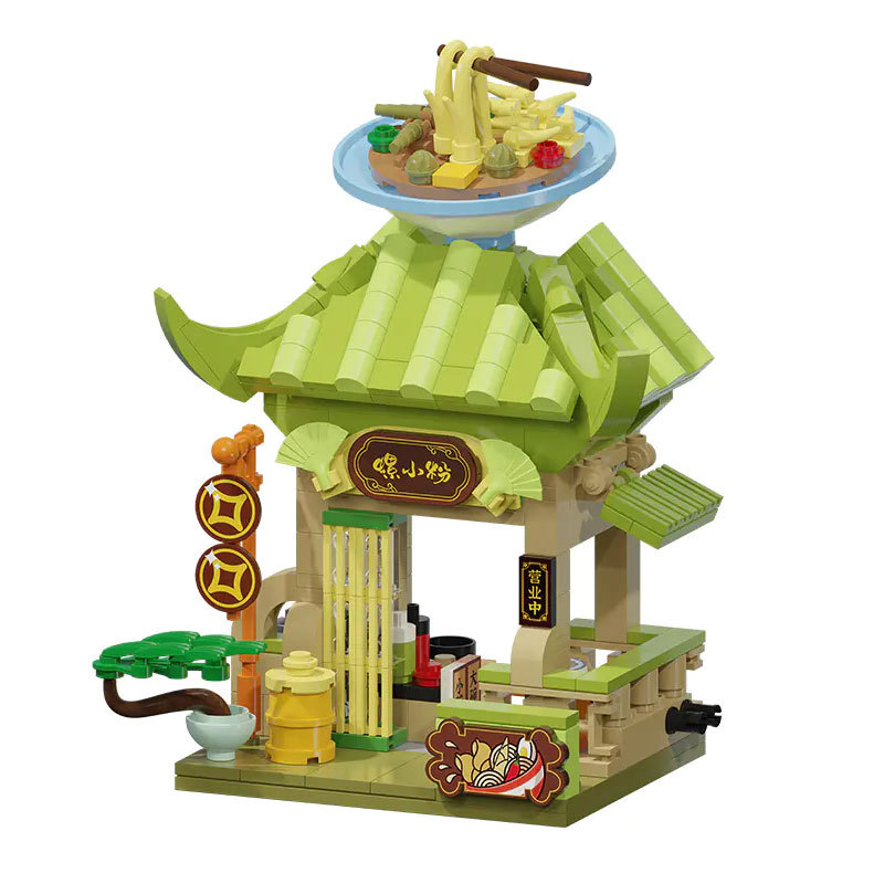 Pantasy 56006 Food Street Series Classical River Snails Rice Noodle Building Blocks 327±pcs Bricks Toys Model From China