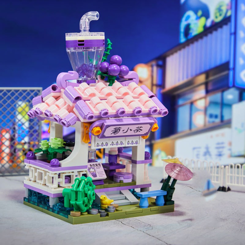 Pantasy 56007 Food Street Series Classical Grape Juice Shop Building Blocks 337±pcs Bricks Toys Model From China