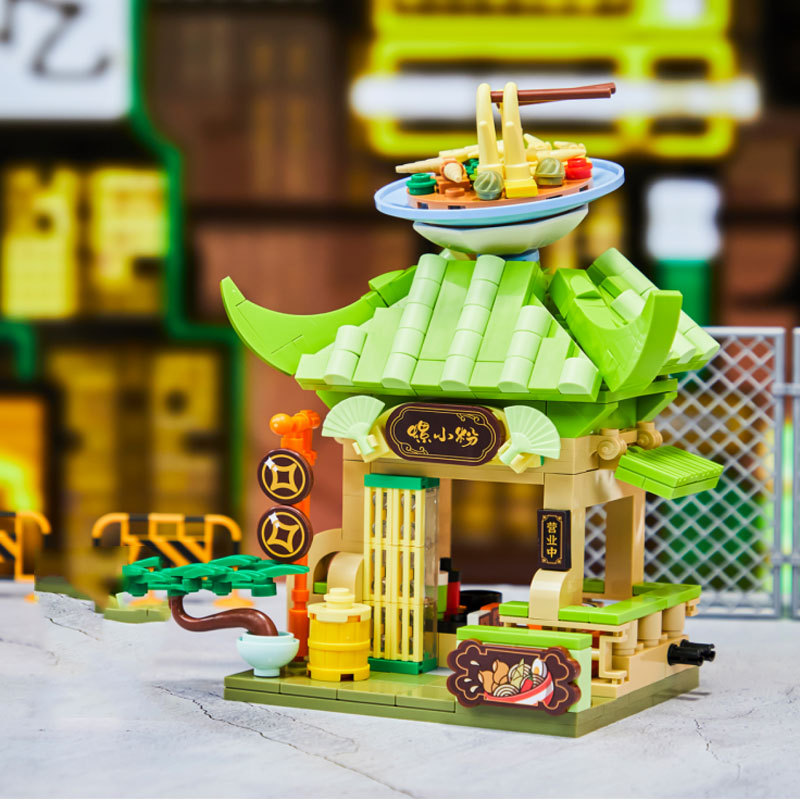 Pantasy 56006 Food Street Series Classical River Snails Rice Noodle Building Blocks 327±pcs Bricks Toys Model From China