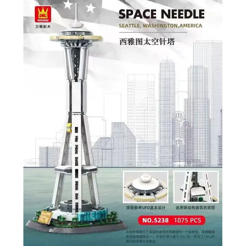 Wange 5238 Creator Expert Architecture Space Needle-Seattle America Modular Building Blocks 1075pcs Bricks Toys From China