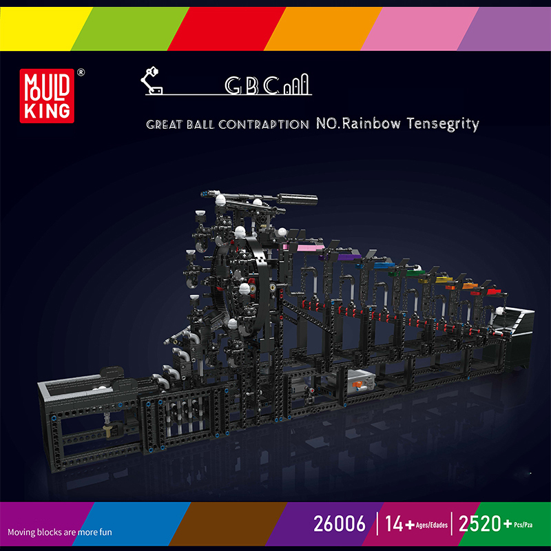 Mould King 26006 Great Ball Contraption：Rainbow Tensegrity Technic Building Blocks 2520±pcs Bricks Toys Model Form China
