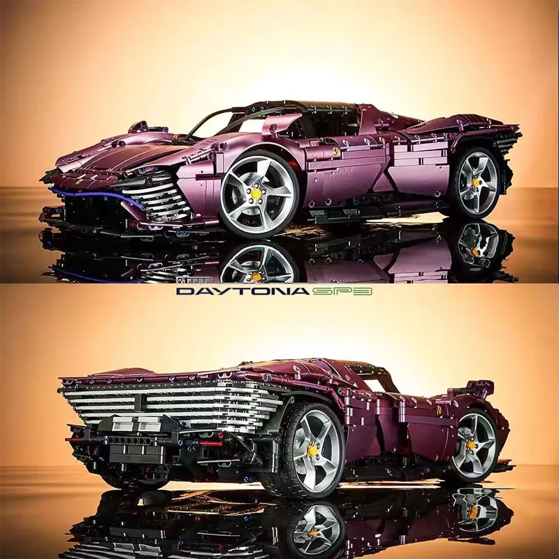 TaiGaoLe T006-1 Technic Plated Purple "Ferrari "Daytona SP3 Sports Car Building Bocks 3778pcs Bricks Toys From China Delivery.