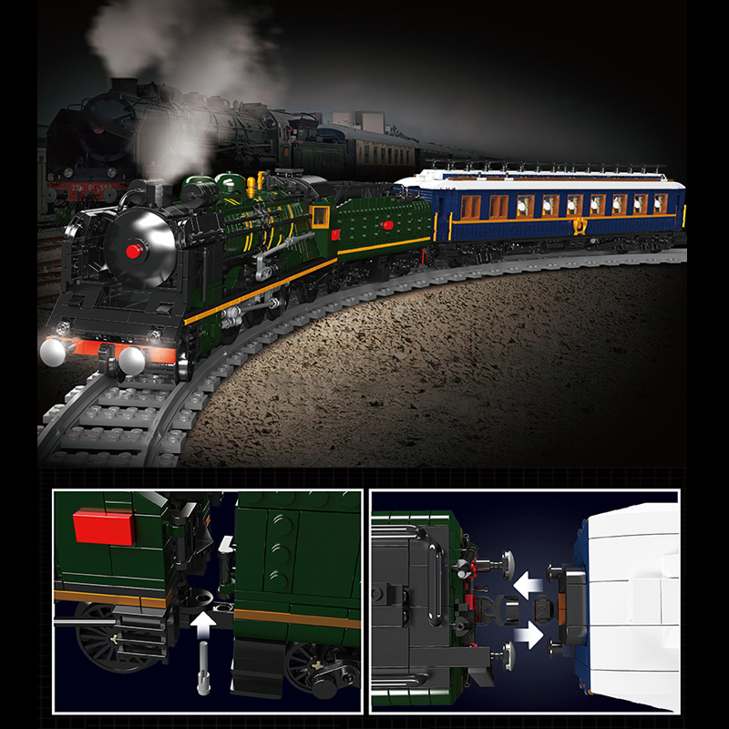 【With Motor】Mould King 12025 Orient Express-French Railways SNCF 231 Steam Locomotive Tarin Creator Expert