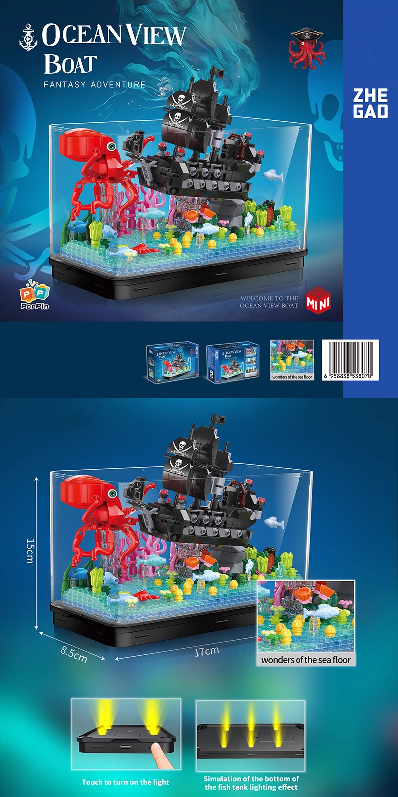 Mini Micro Bricks] ZHEGAO 662009 Ocean View Boat：Fantasy