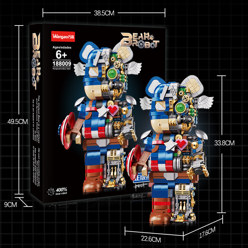 Wangao 188009 Captain America Semi-Mechanical Bear Brick