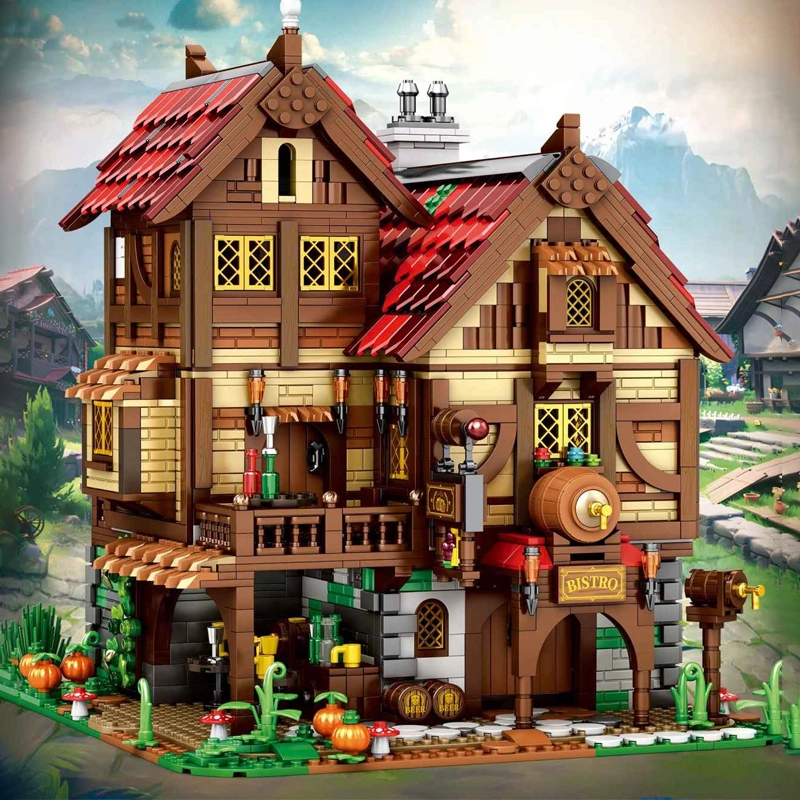 [Pre-Sale]Reobrix 66018 Medieval Bistro "Village In" European Century Medieval Castle Historical
