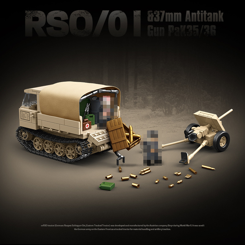 Quanguan 100250 WWII German RSO/01 Tractor & 37mm Anti-Tank Military