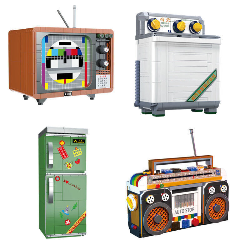 [Mini Micro Bricks] ZHEGAO 662015-662018 Back To The 1990's TV Washing Machine Refrigerator Radio