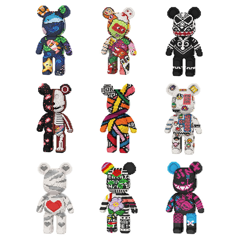 [Mini NANO Brick] MBLOCKS 43cm Bear Cartoon Mini Love Violent  Bearbrick Colour Model