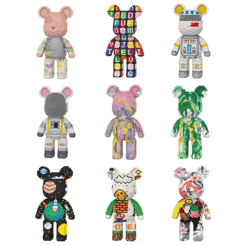 [Mini NANO Brick] MBLOCKS 43cm Bear Cartoon Mini Love Violent  Bearbrick Colour Model