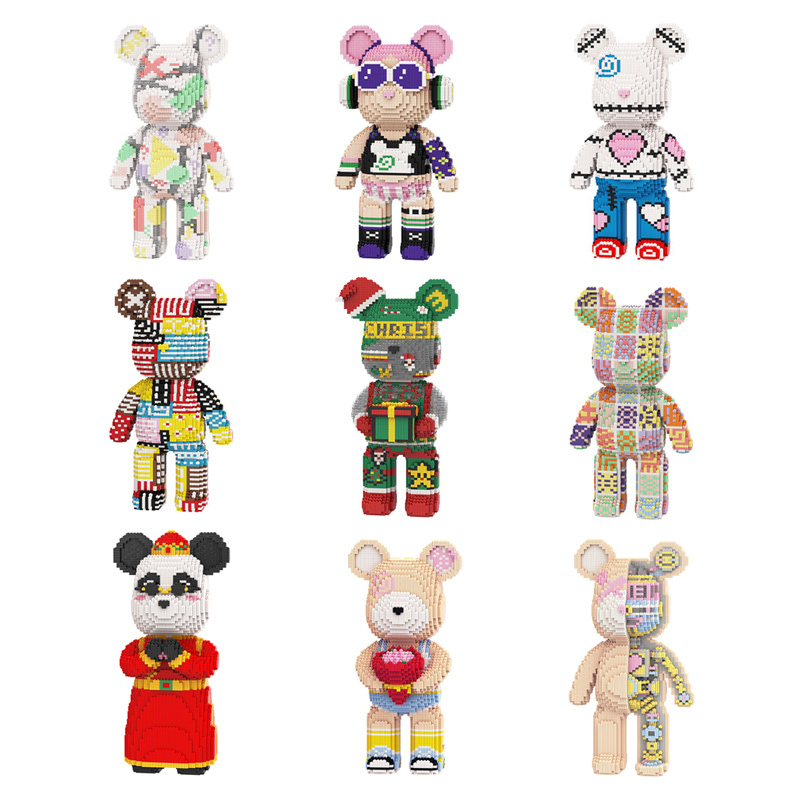 [Mini NANO Brick] MBLOCKS 43cm Bear Cartoon Mini Love Violent  Bearbrick Colour Model