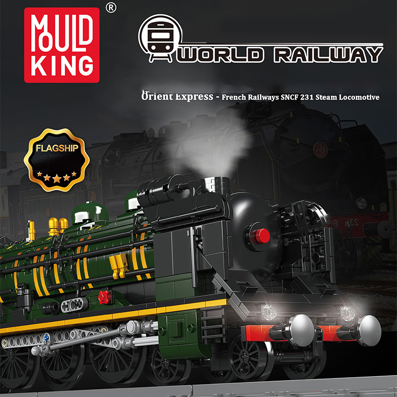 [With Motor]Mould King 12025 Orient Express-French Railways SNCF 231 Steam Locomotive Train City Europe Warehouse Express