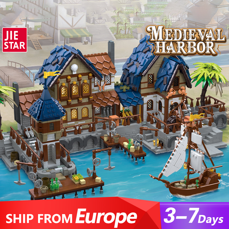 JIESTAR 89152 Medieval Harbor Medieval Castle Historical Europe Warehouse Express