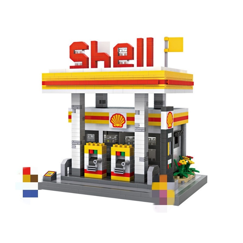 [Mini Micro Bricks] LOZ 9033 Gas station buildings Creator Modular Buildings