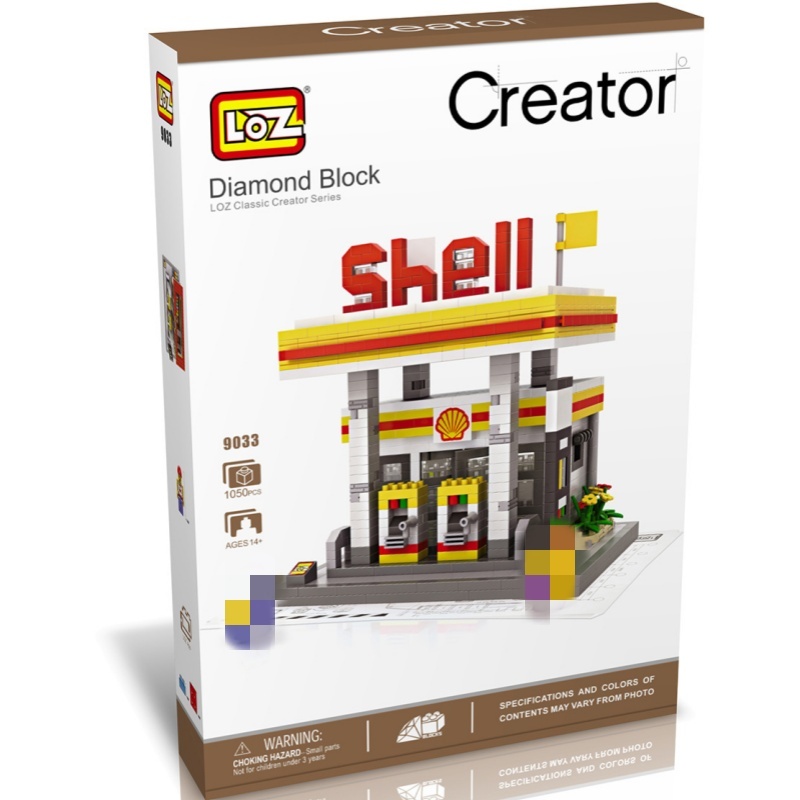 [Mini Micro Bricks] LOZ 9033 Gas station buildings Creator Modular Buildings