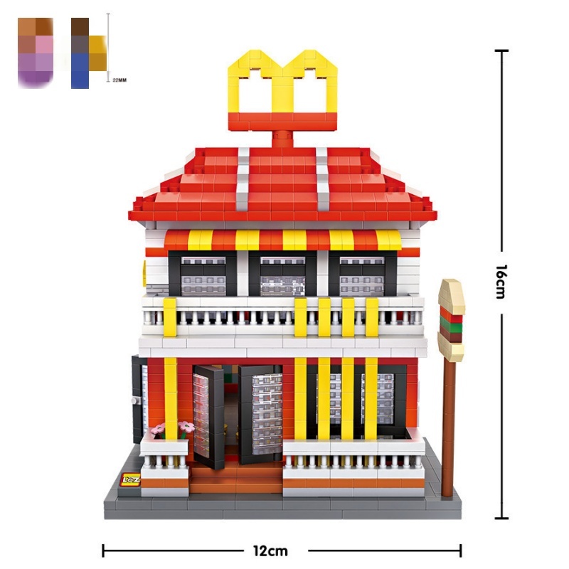 [Mini Micro Bricks] LOZ 9033 Gas station buildings Creator Modular Buildings