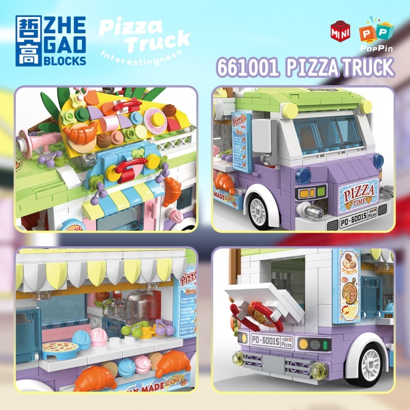 [Mini Micro Bricks] ZHEGAO 661001 Pizza Truck Creator Expert