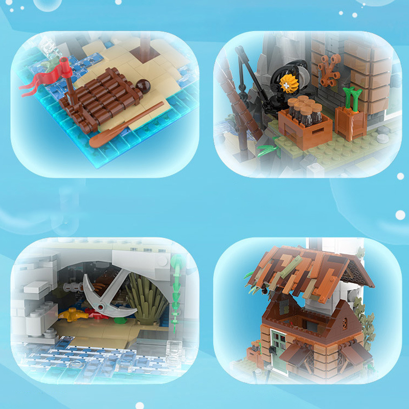 [Mini Micro Bricks] ZHEGAO 613003 Fishing Village Lighthouse Modular Buildings