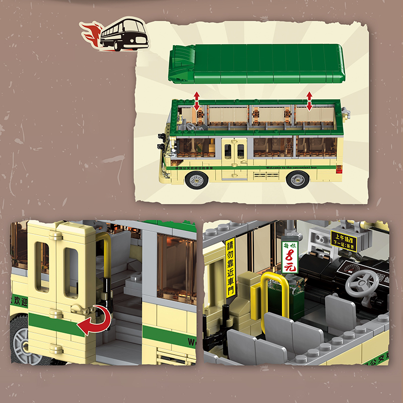 ZHEGAO 991013 Nostalgic Classic Bus Technic