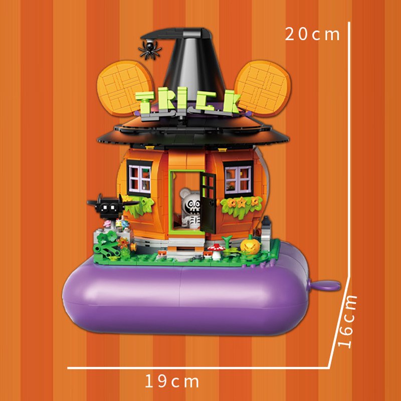 [Mini Micro Bricks] ZHEGAO 663013 Treasure Bear Pumpkin House Music Box