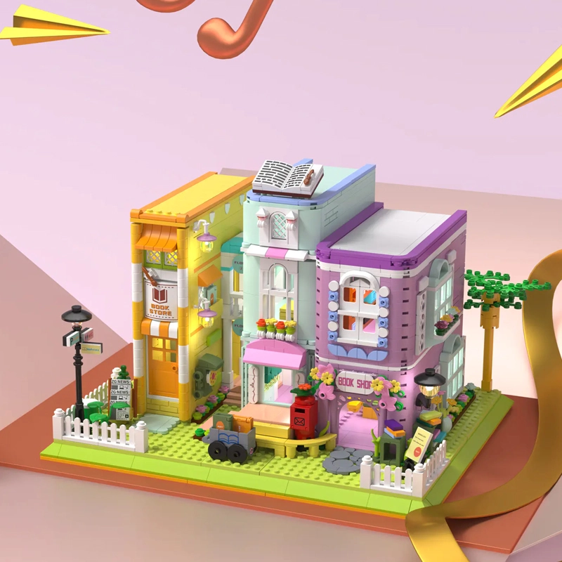[Mini Micro Bricks] ZHEGAO 612023 Coffee Bookstore Modular Buildings