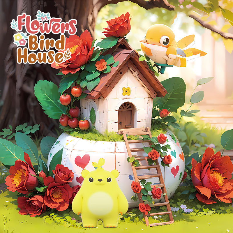 [Mini Micro Bricks] ZHEGAO 663014 Flowers Bird House Music Box