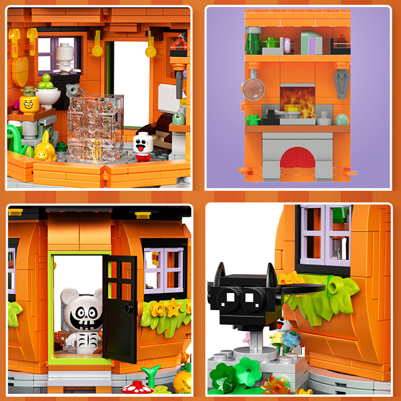 [Mini Micro Bricks] ZHEGAO 663013 Treasure Bear Pumpkin House Music Box