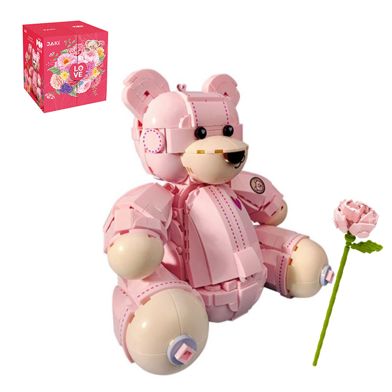 [With Original Box] JAKI JK8135 Teddy Pink Bear Pink Roses Creator