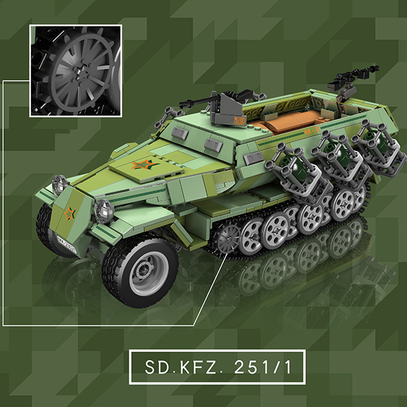 [With Motor] Mould King 20027 Semi-Tracked Armored Vehicle Military