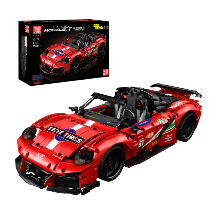 【With Motor】Mould King 13176 Model Car Motor Porsche 911 Super Car Building Blocks 1538±pcs Bricks from China.