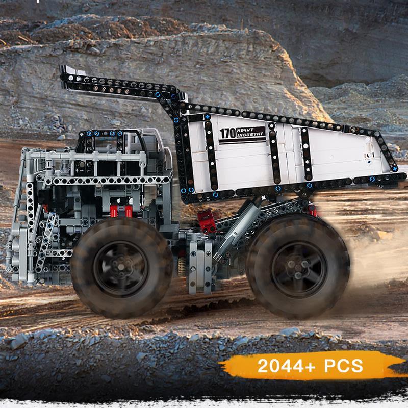 [With Motor]Mould King 13170 Custom RC Mining Dump Truck Muldenkipper Technic