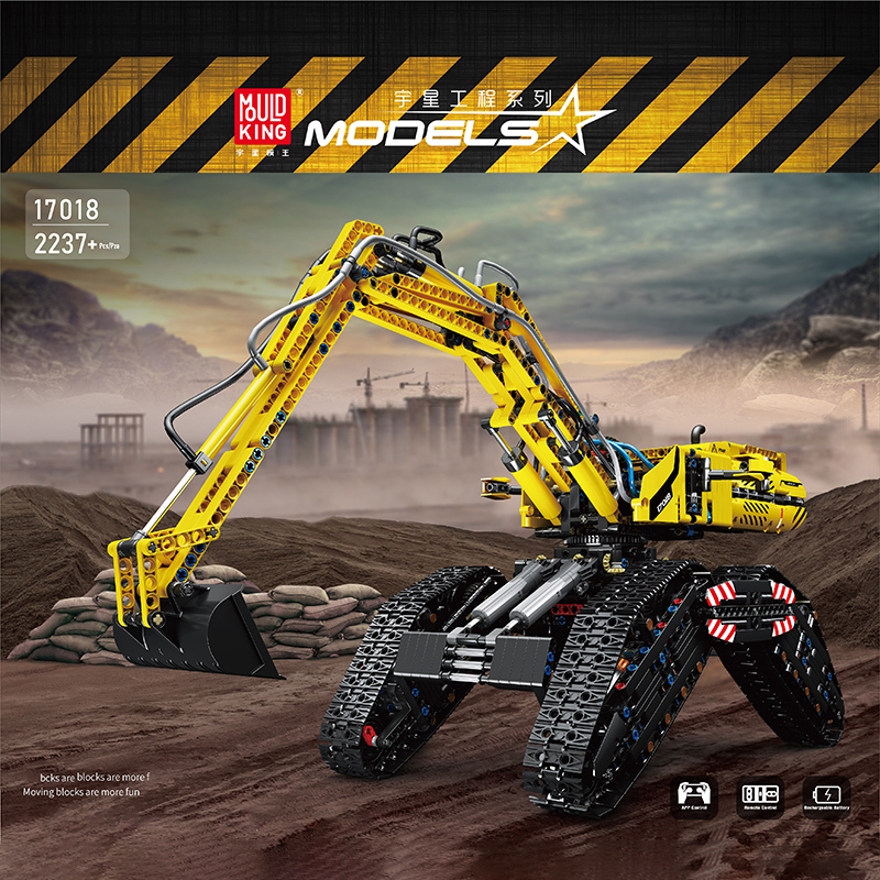 [With Motor]Mould King 17018 All Terrain Excavator Technic