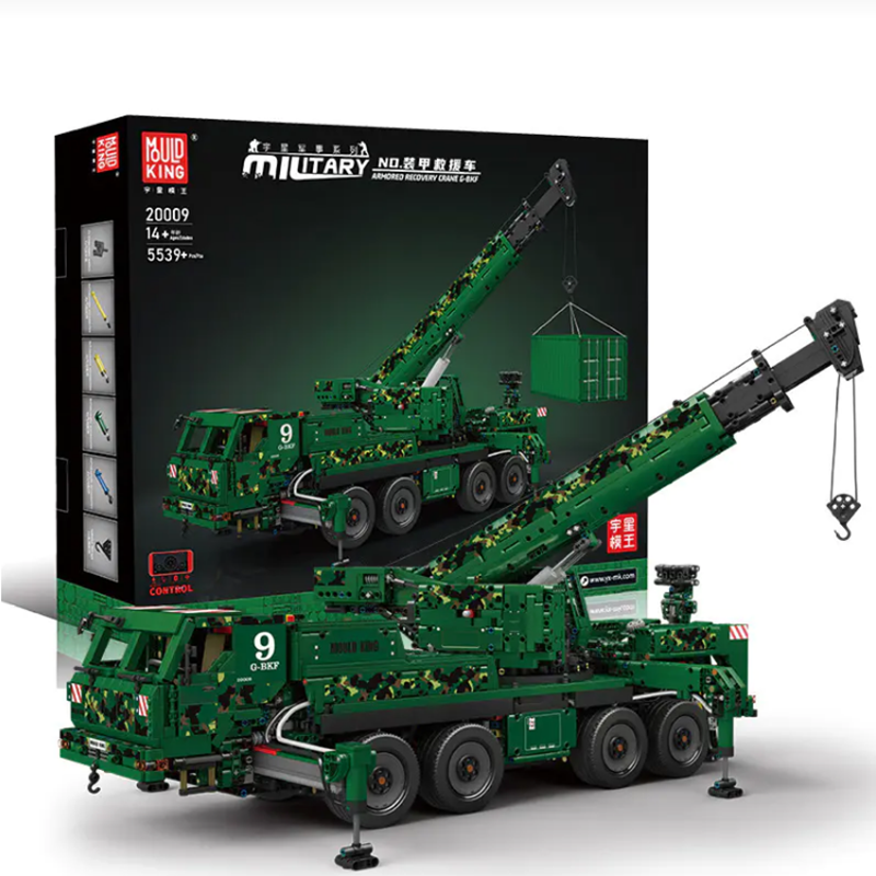 [With Motor]Mould King 20009 Armored Recovery Crane G-BKF Technic